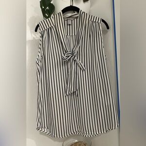 Sleeveless Striped Tie Neck Top